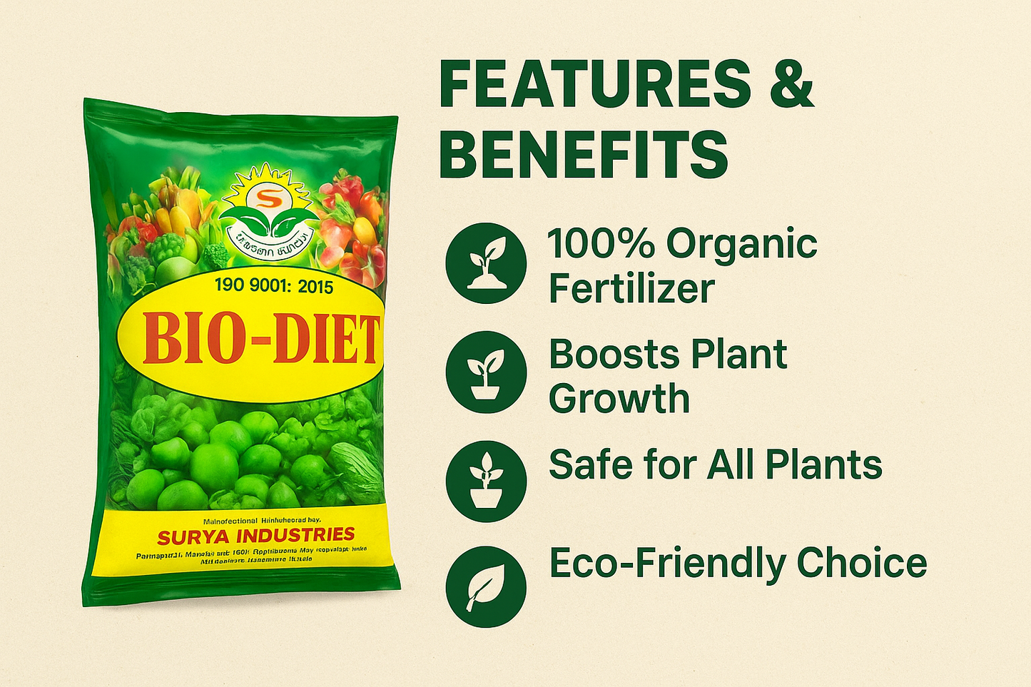 Bio Diet Organic Manure | Natural Bio Fertilizer for Plants, Vegetables & Fruits | Soil Enricher – 2 KG